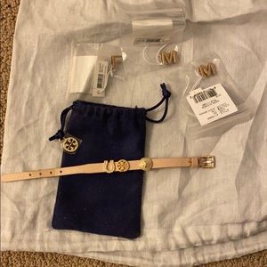 Tory Burch leather charm buckle bracelet